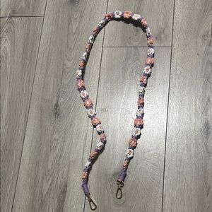Handmade Floral Crochet Strap in Lavender, Peach & White